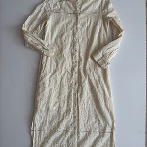 Pomander Place Cream Button-Down Dress with pockets